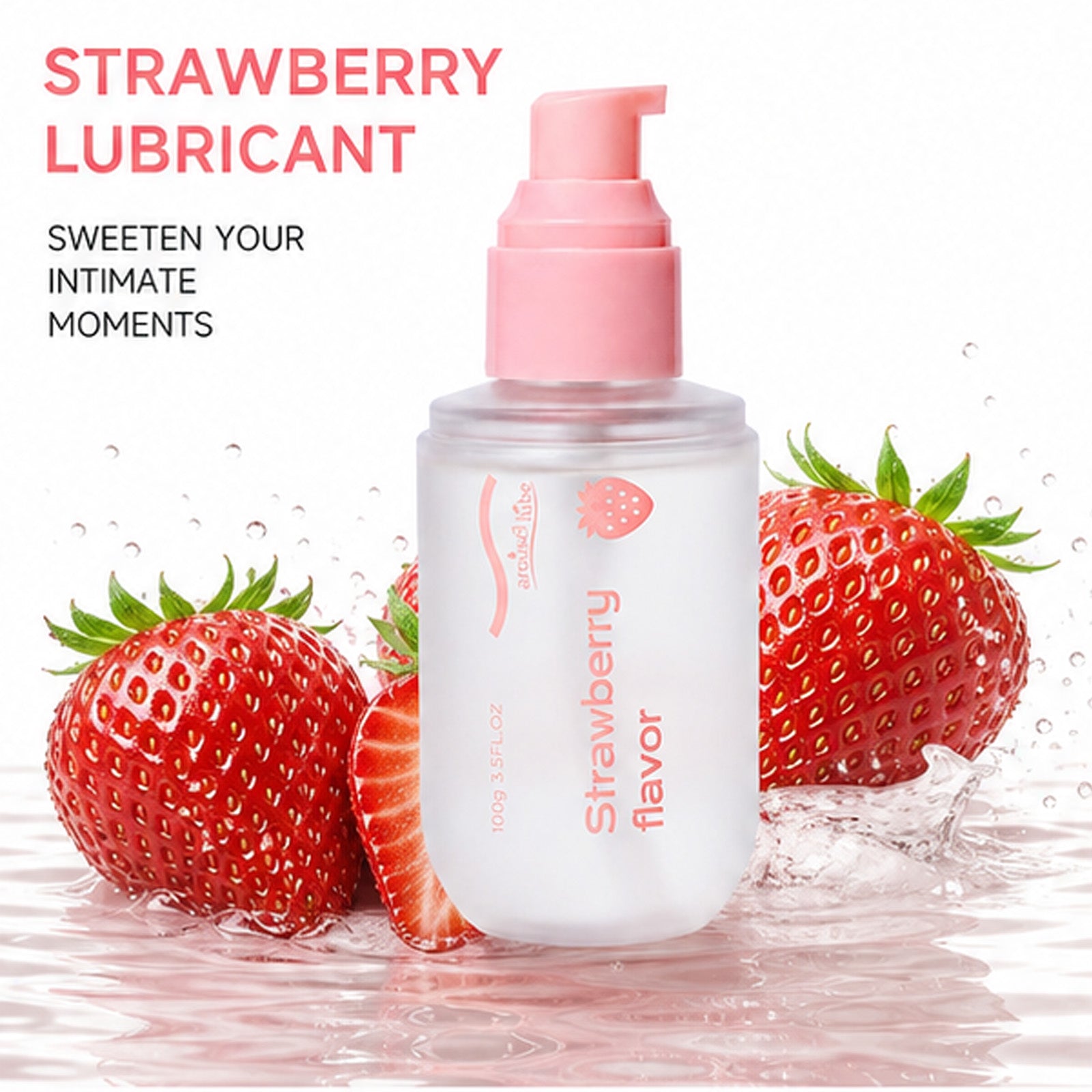 Image of Strawberry Water-Based Lubricant | Edible Personal Lube Gel | MLON