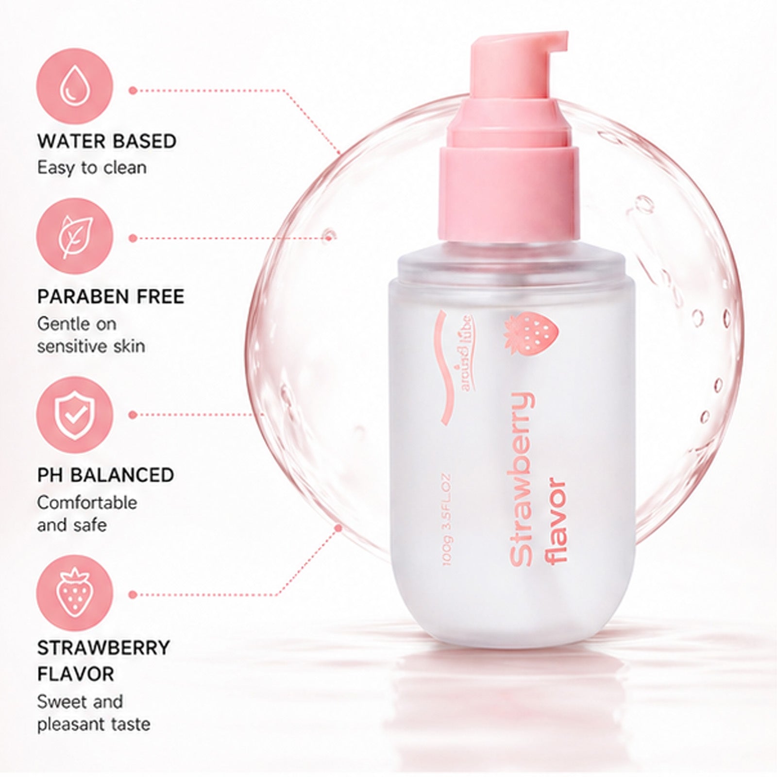 Image of Strawberry Water-Based Lubricant | Edible Personal Lube Gel | MLON