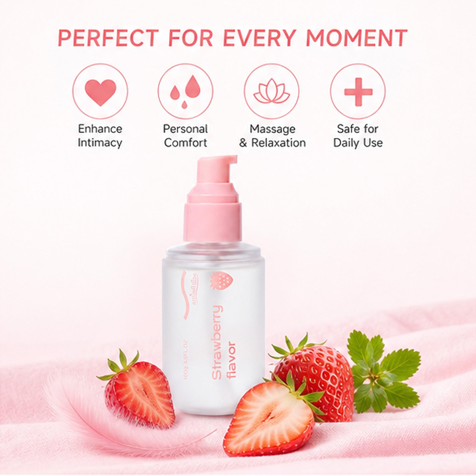 Image of Strawberry Water-Based Lubricant | Edible Personal Lube Gel | MLON