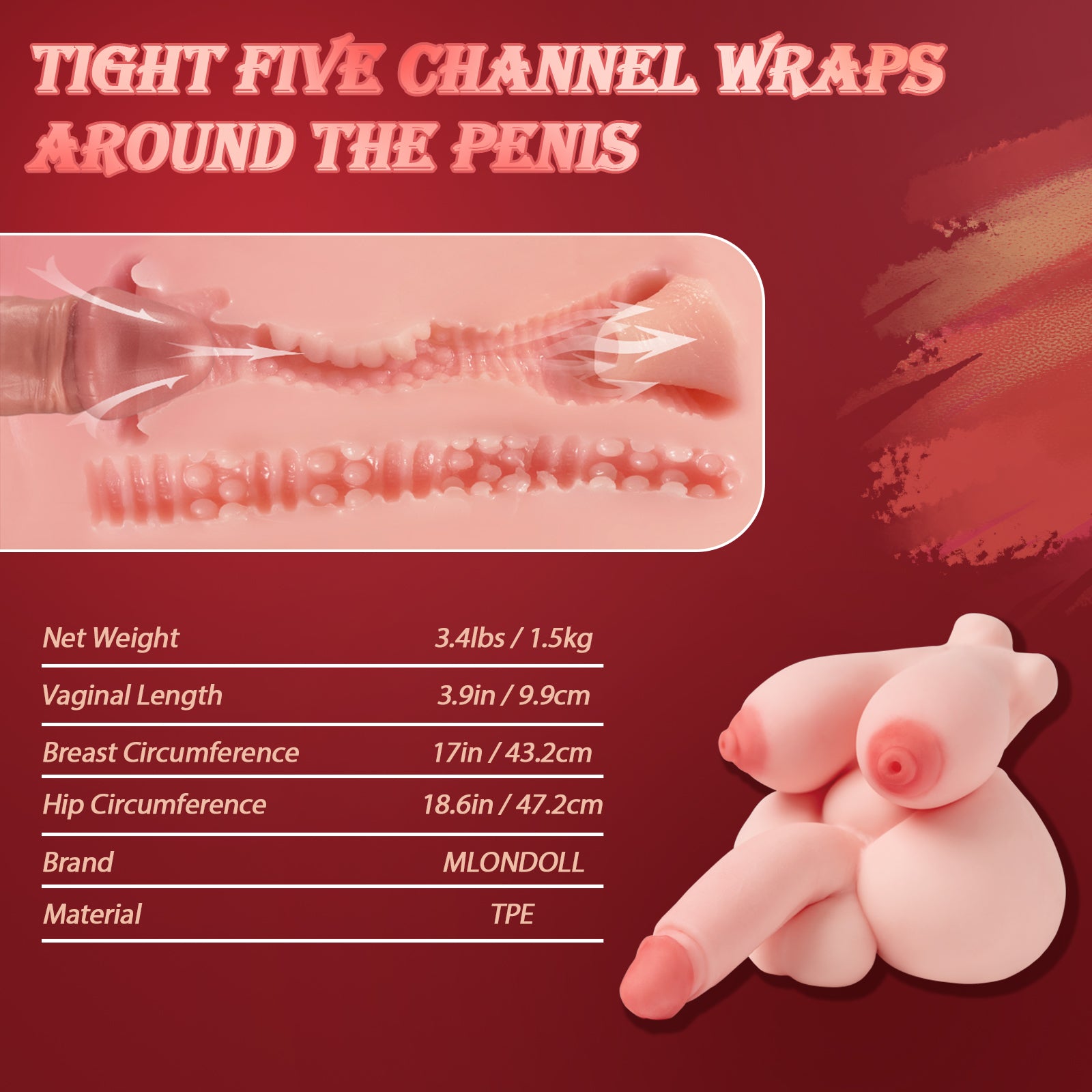 Image of MLON|Ryo:5 In 1 shemale urethra insertion futa Torso Sex Doll