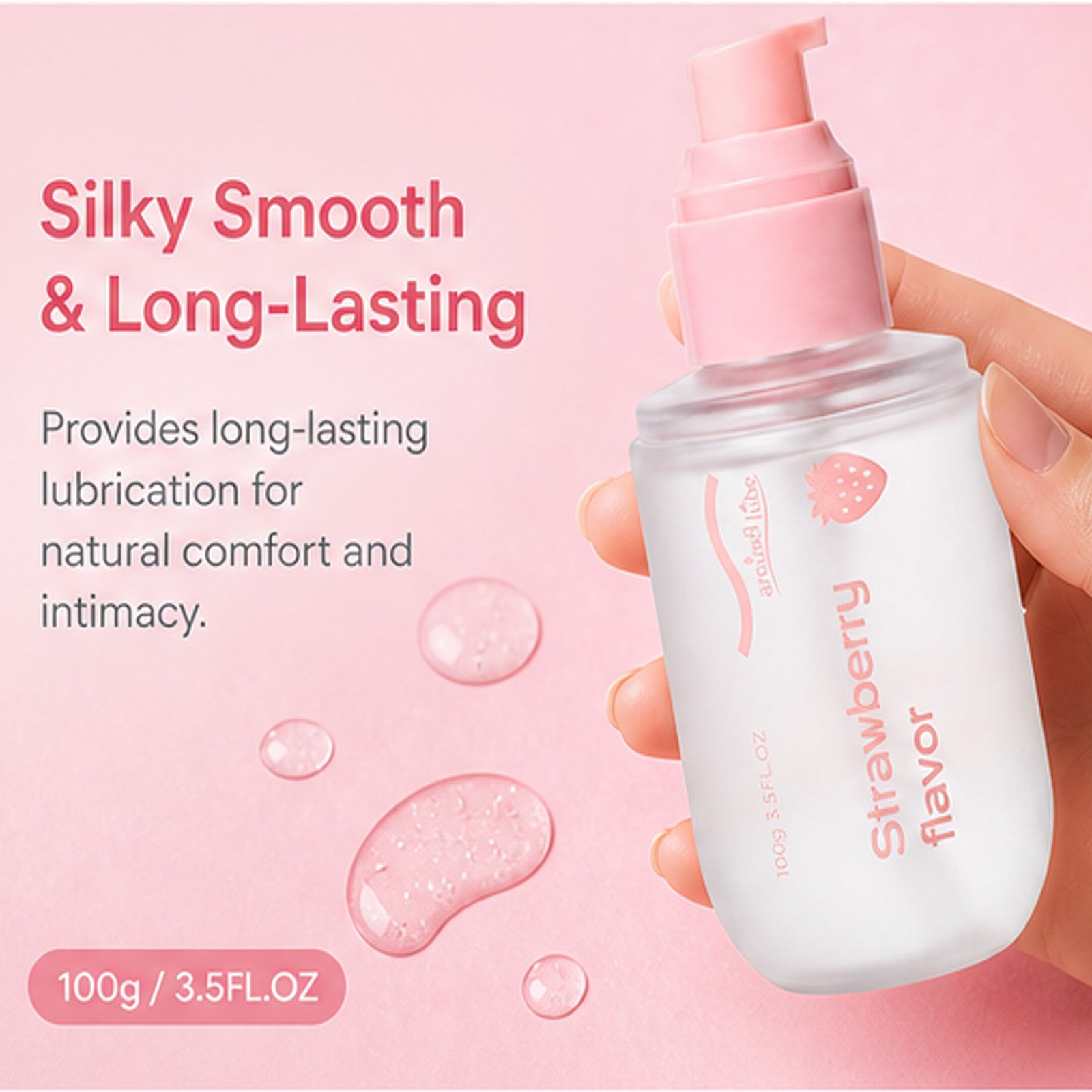 Image of Strawberry Water-Based Lubricant | Edible Personal Lube Gel | MLON